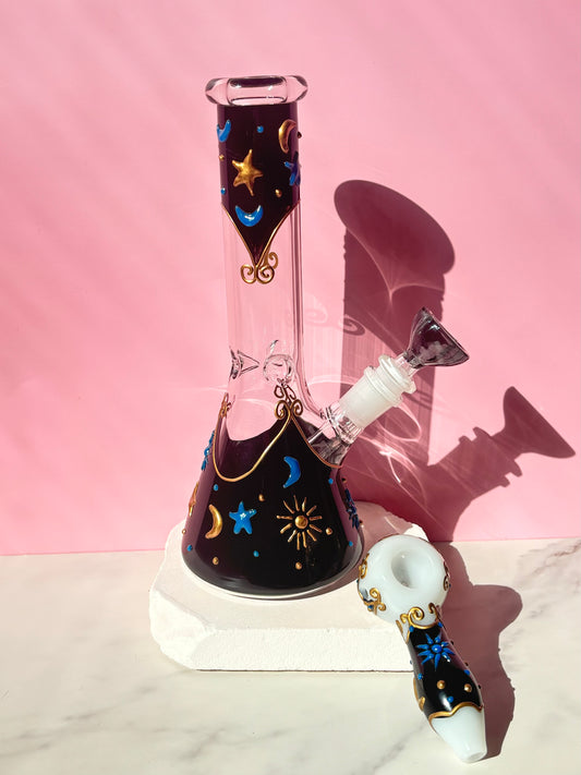 Glow in the Dark Celestial Bong and Pipe Bundle