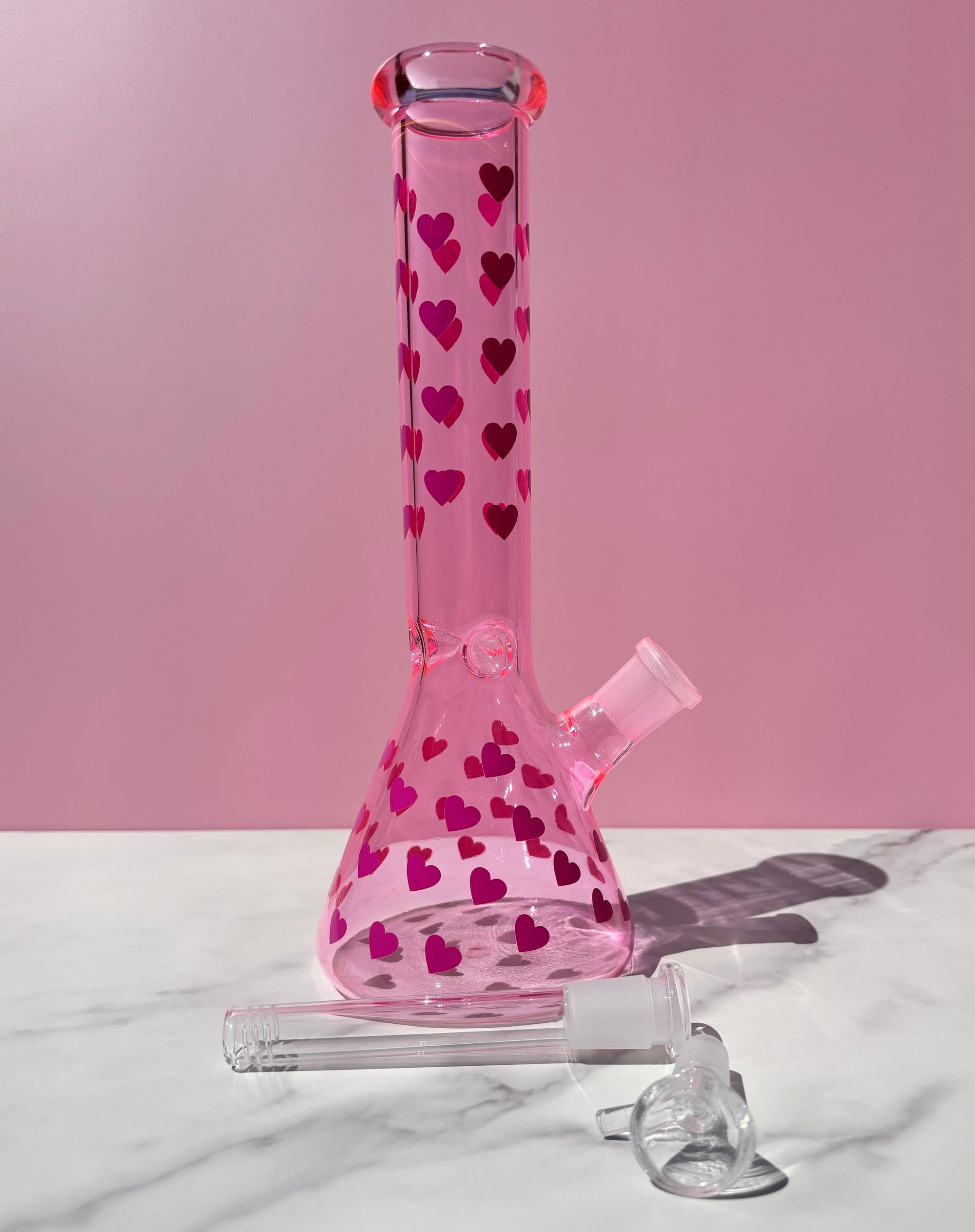 Pink Glass Heart Bong