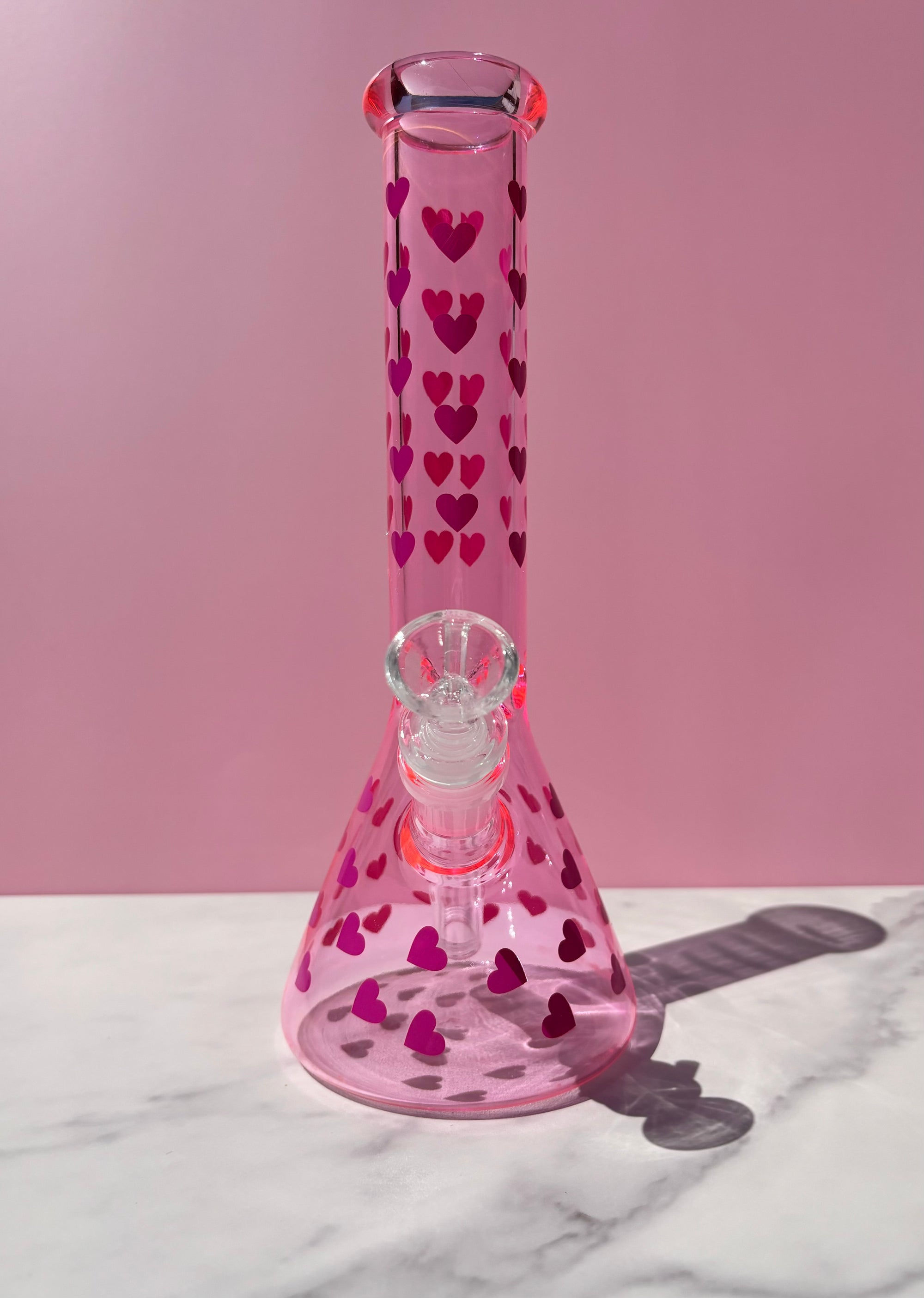 Pink Glass Heart Bong